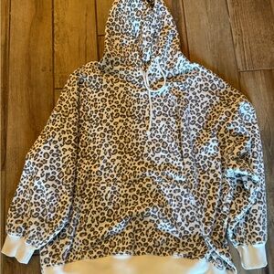 American Eagle Outfitters Gray Leopard Print Hoodie